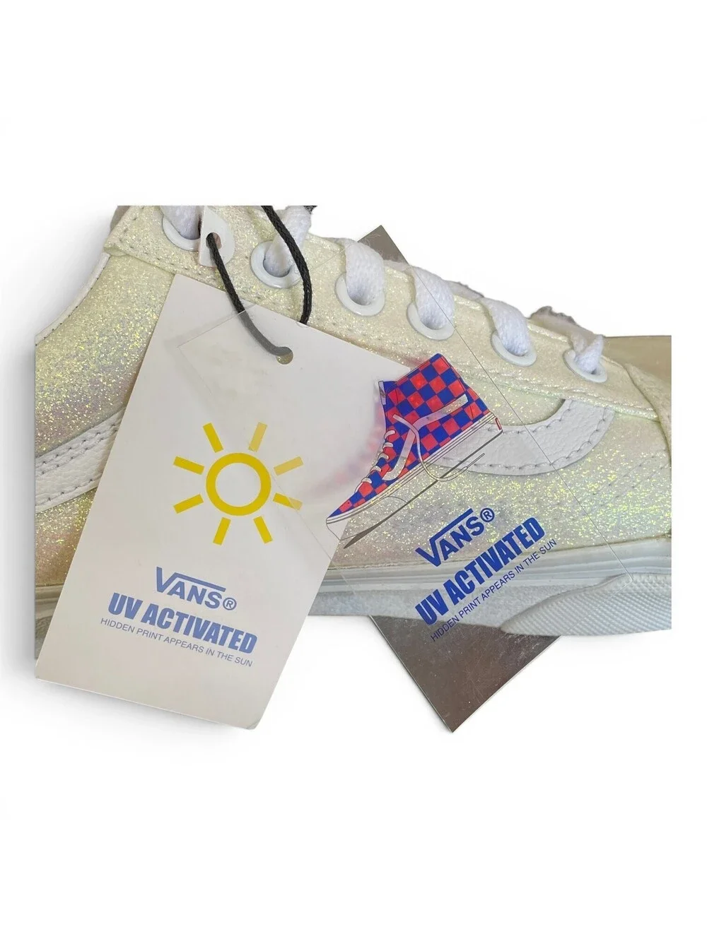 VANS Old Skool UV Glitter White/Pink Shoes Women Size 7 BNIB